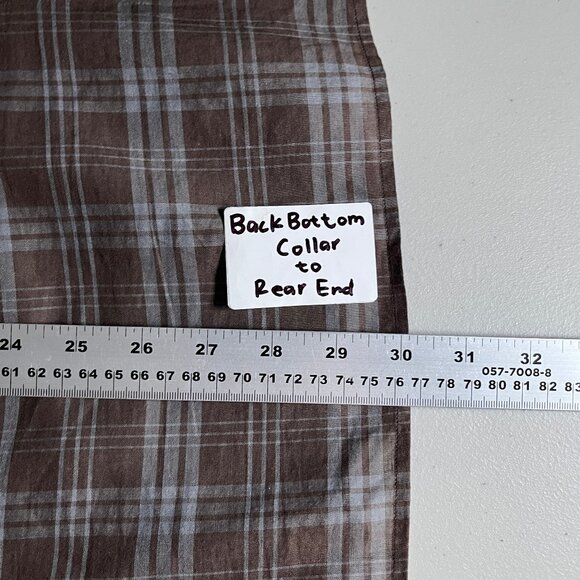 John Varvatos Plaid Button Up Long Sleeve Shirt - Men's Size M - Brown - Picture 9 of 9